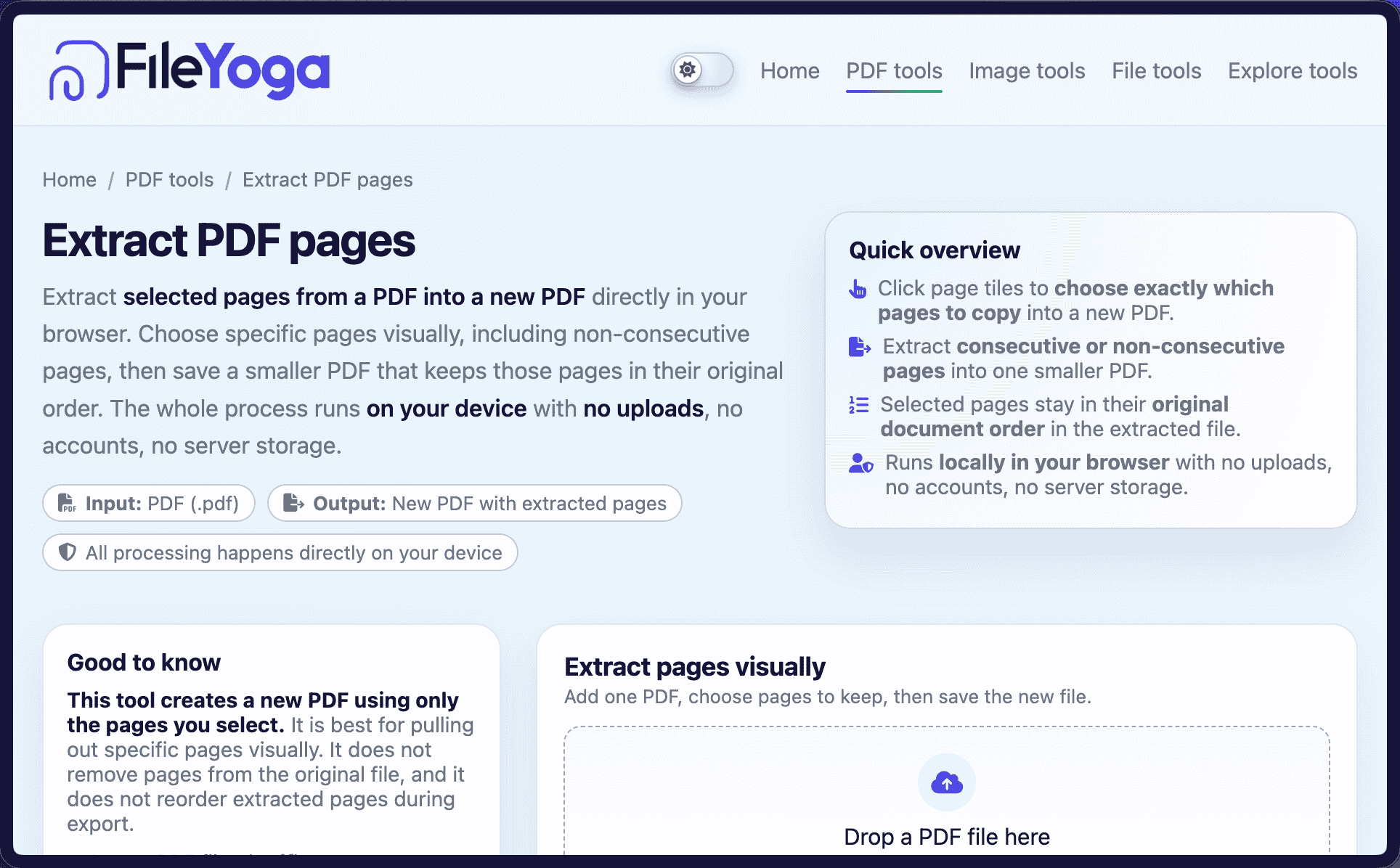 Extract PDF pages — copy pages into a new PDF | FileYoga