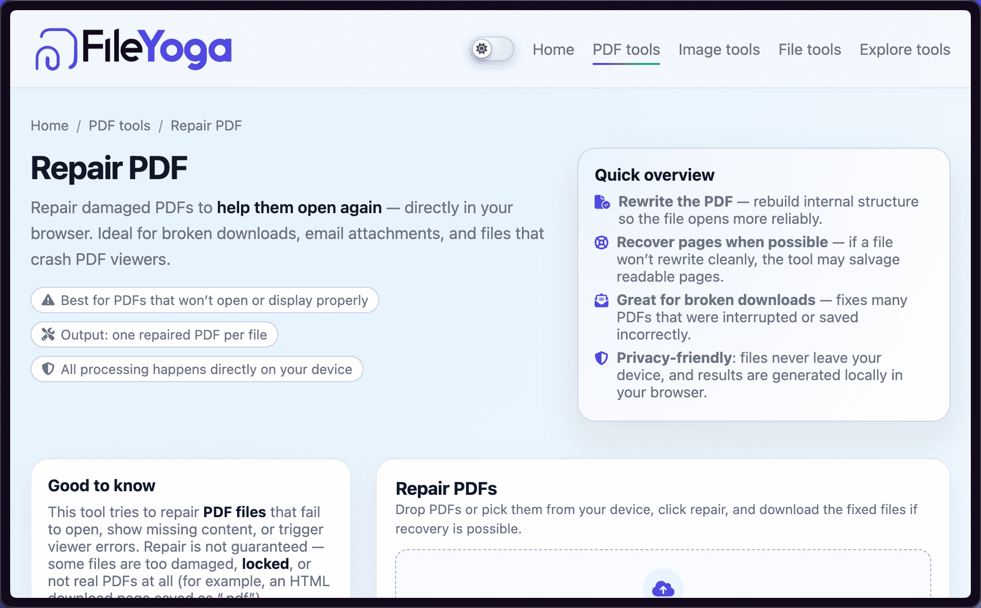 Repair PDF Documents — try to open damaged PDFs | FileYoga